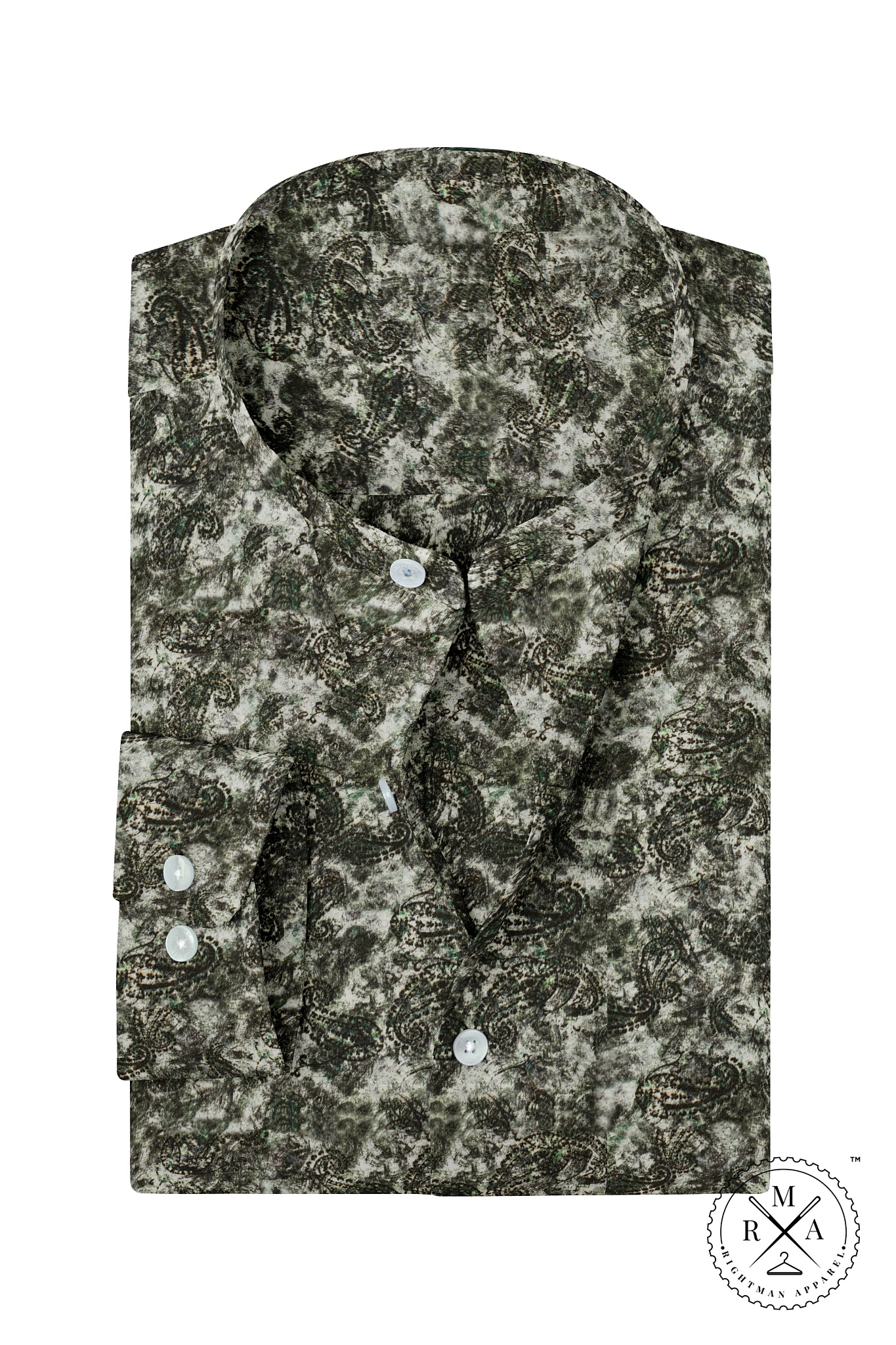 Ivory with Green and Brown Leaf Cotton Shirt SH238